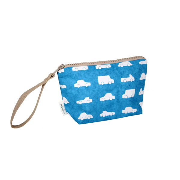Pochette Size M Azzurra con Macchinine bianche